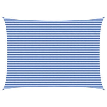 vidaXL Zonneschaduwzeil Blauw en Wit 5 x 6 m HDPE, Verzenden, Nieuw