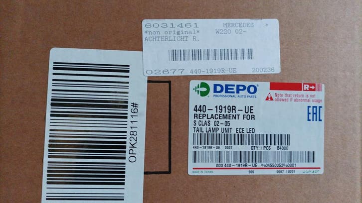 Mercedes S Klasse Achterlicht (Rechts) | Tweede Kansje |..., Auto-onderdelen, Elektronica en Kabels, Nieuw, Mercedes-Benz, Verzenden