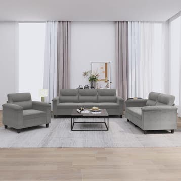vidaXL 3-delige Loungeset met kussens microvezelstof, Verzenden
