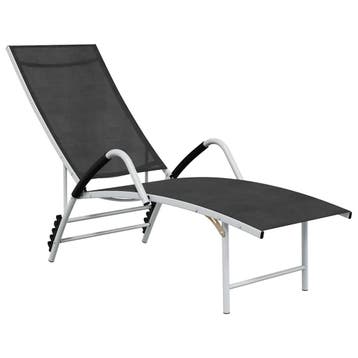 vidaXL Ligbed textileen en aluminium zwart, Verzenden