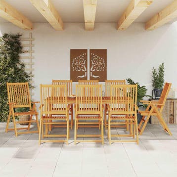 vidaXL 9-delige Tuinset 180x90x75 cm massief acaciahout, Verzenden, Tuinset