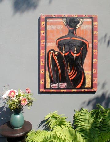 Adela M. - Akt czerwono-zoty, obraz podwietlany, 81x60cm