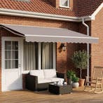 vidaXL Elektrische Zonnescherm Frame met LEDs Wit 4,5 × 3,5, Tuin en Terras, Zonneschermen, Verzenden, Nieuw