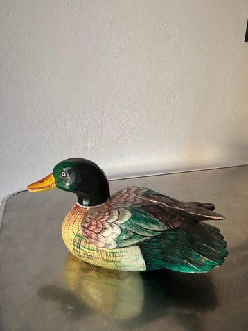 Appelant canard - Hand-Carved Wooden Mallard Duck Decoy –