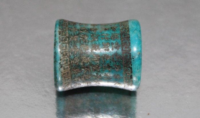 Antiek boeddhistisch Chinees heilig handgegraveerde turkoois, Verzamelen, Mineralen en Fossielen