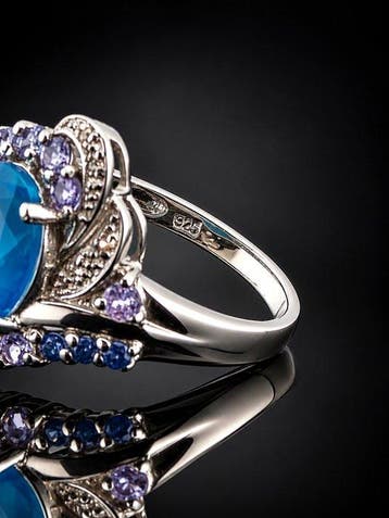 Zonder minimumprijs - Ring Weelderige Blauwe Opaal Ring -, Nieuw