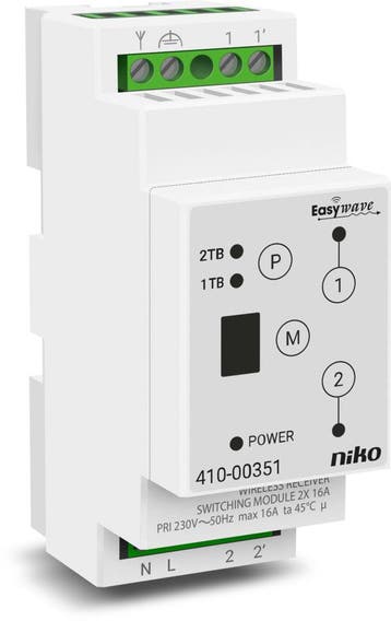 Niko Sans Fil 2 Canaux Rail Din Rf Récepteur - 410-00351, Verzenden