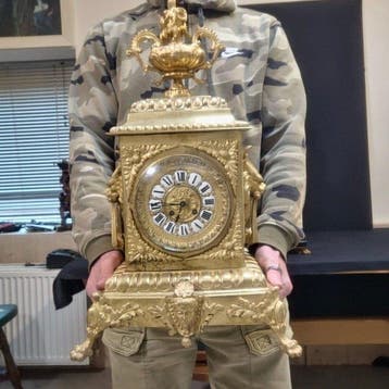 Horloge de table Napoléon III - Bronze doré - 1850-1900 -, Antiquités & Art