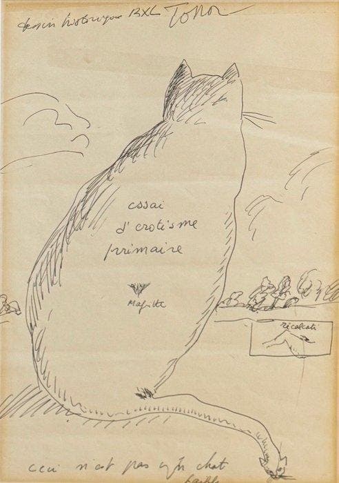 Roland Topor (1938-1997) - Ceci n’est pas un Chat faible -, Antiek en Kunst, Kunst | Designobjecten