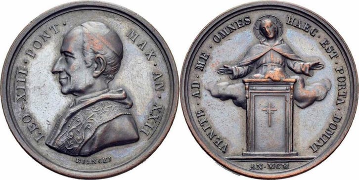 Vatikan Leo Xiii Medaille 1900 Bianchi Heilig Jahr Christ..., Timbres & Monnaies, Pièces & Médailles, Envoi