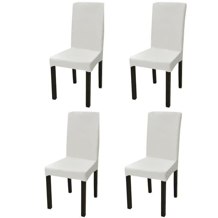 vidaXL Stoelhoezen 4 st stretch recht crèmekleurig, Tuin en Terras, Tuinmeubel-accessoires, Nieuw, Verzenden
