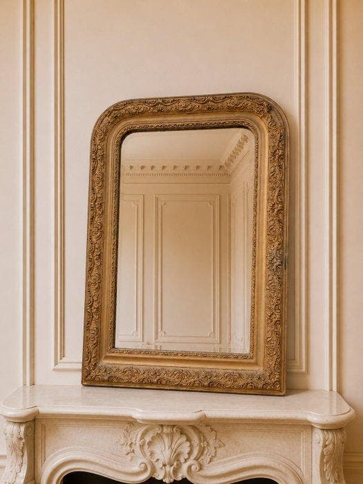 Spiegel - Hout - Louis Philippe - H. 80 cm, Antiek en Kunst, Antiek | Overige Antiek