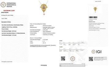 Halsketting - 18 karaat Geel goud Robijn - Diamant -, Nieuw