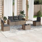 vidaXL 6-delige Loungeset met kussens poly rattan grijs, Verzenden