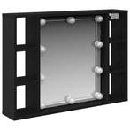 vidaXL Spiegelkast met plank Zwart Eiken 76 x 15 x 55 cm, Verzenden, Nieuw