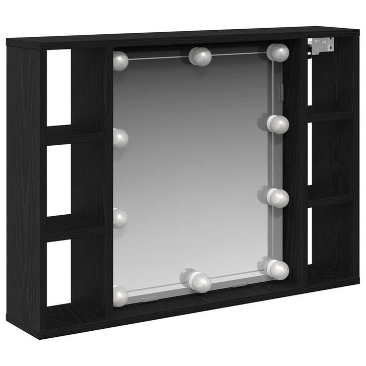 vidaXL Spiegelkast met plank Zwart Eiken 76 x 15 x 55 cm, Huis en Inrichting, Kasten | Overige, Nieuw, Verzenden