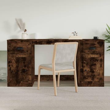 vidaXL Bureau met kast bewerkt hout gerookt eikenkleurig, Huis en Inrichting, Verzenden, Nieuw
