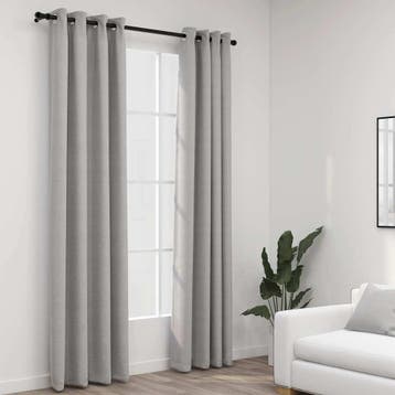 vidaXL Gordijnen linnen-look verduisterend ogen 2 st 140x245, Verzenden, Nieuw