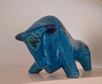 Bitossi - Aldo Londi - sculptuur, Taureau Bitossi rimini blu