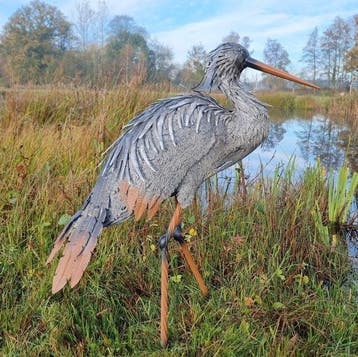 Figurine - Beeldje - Levensechte reiger XL - metal - Fer,, Antiek en Kunst