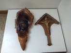 Snijwerk, Altes Holzkreuz mit gekreuzigten Jesus + Jesus, Antiek en Kunst