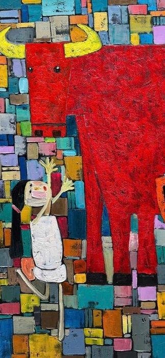 Hoang Anh - La Jeune Fille et le Colosse 140 100 cm