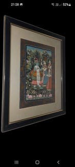 Twee Indiase miniaturen op zijde: Krishna en de gopis -