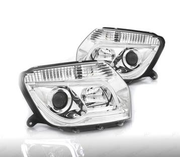 Phares Pour Dacia Duster 10-13 Tube Light Fond Chromé, Autos : Pièces & Accessoires, Éclairage, Verzenden