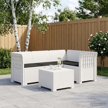 vidaXL 4-Zitter Tuin Sofa met Kussens Rattan Look PP Wit, Verzenden, Nieuw