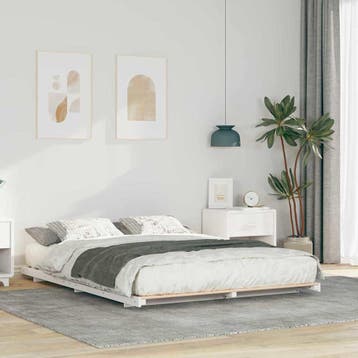 vidaXL Bedframe Wit 160 x 210 cm Massief grenenhout, Huis en Inrichting, Slaapkamer | Bedden, Verzenden, Nieuw