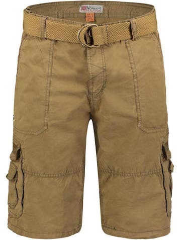 Geographical Norway Korte Broek Met Riem Perou Kaki, Verzenden