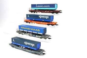 Roco H0 - Modeltrein goederenwagon (4) - Vier draagwagens, Nieuw
