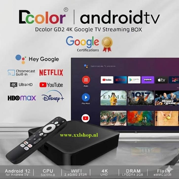 Android 12 mediaspeler 4K Netflix & Google gecert. smart tv, TV, Hi-fi & Vidéo, Lecteurs multimédias, Envoi