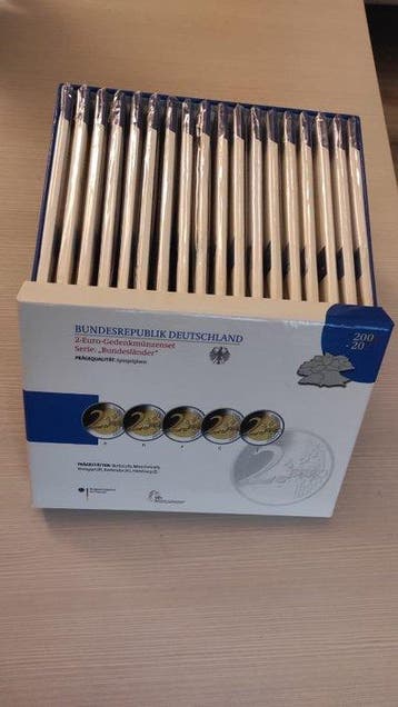 Duitsland. 2 Euro 2007/2022 A,D,F,G,J (90 coins) Proof