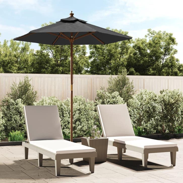 vidaXL Parasol met houten paal 196x231 cm antracietkleurig, Tuin en Terras, Parasols, Nieuw, Verzenden