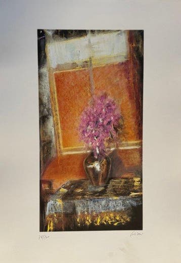 Franco Polizzi (1954) - Vaso con fiori in un interno