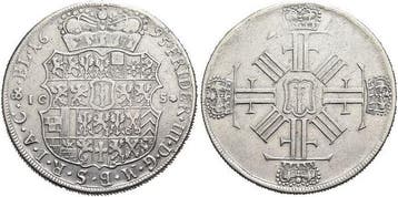 Albertustaler, daalder (bancotaler, daalder) 1695 Branden..., Verzenden