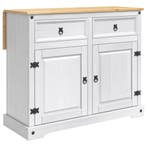 vidaXL Keuken Trolley 2 pcs Wit en Honingwas 112 x 70 x 91,5, Verzenden, Nieuw