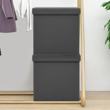 vidaXL Opbergkrukken inklapbaar 2 st PVC grijs, Verzenden, Nieuw