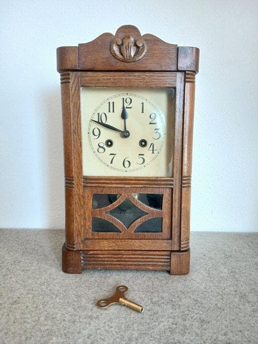 Pendule - Antiek Hout - 1910-1920 - antieke eiken tafelklok, Antiek en Kunst, Antiek | Klokken