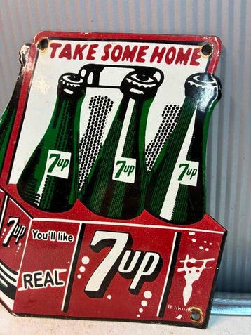 7UP – Emaille reclamebord – Frisdrank – Vintage stijl -