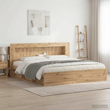 vidaXL Hoofdeinde Kast Artisanaal eiken 180 cm Geconstrueerd, Verzenden