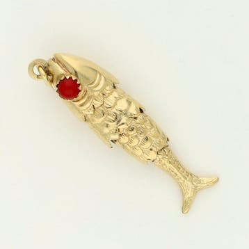 Pendentif - 14 carats Or jaune - corail rouge, Bijoux, Sacs & Beauté