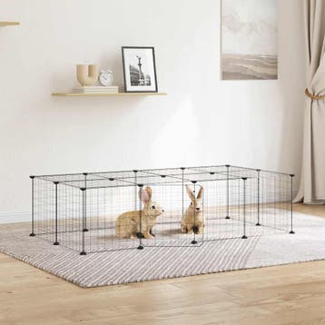 vidaXL Huisdierenkooi met deur 20 panelen 140x70x35 cm staal, Dieren en Toebehoren, Verzenden, Nieuw