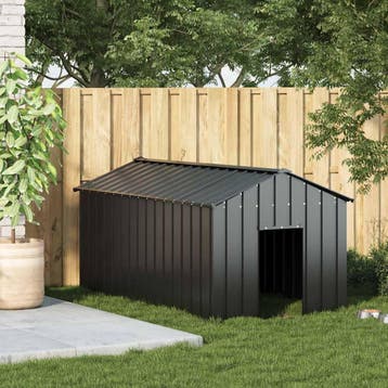vidaXL Hondenhok met dak 114x202x101 cm gegalvaniseerd staal, Verzenden