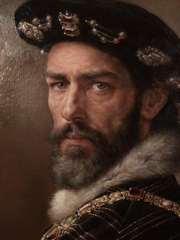 Piotr Topolski (XX-XXI) - Man in Tudor-style costume
