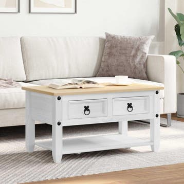 vidaXL Salontafel met lade Wit 85 x 50 x 45 cm Massief, Verzenden, Nieuw