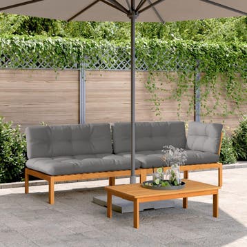 vidaXL 3-delige Loungeset pallet met kussens massief, Verzenden