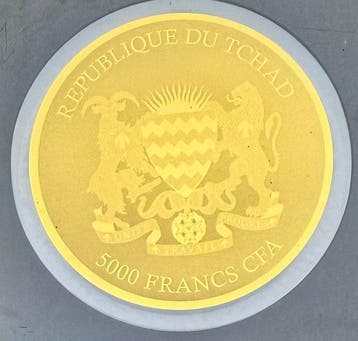 Tchad. 5000 Francs Lion Baby , Big Five , 1/200 Oz oro