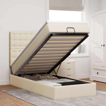 vidaXL Bed poef met matras en LEDs 90x200 cm stof, Verzenden, Nieuw